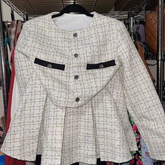 SHEIN Jackets & Blazers - NWOT SHEIN White and Black Tweed Blazer and Skirt Set